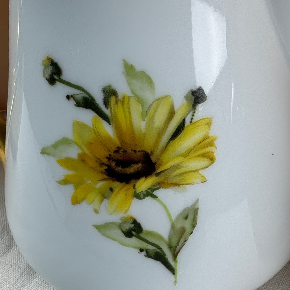 Rita Rauchwerger Hand Painted Floral Pitcher with Gold Handle - Picture 5 of 15